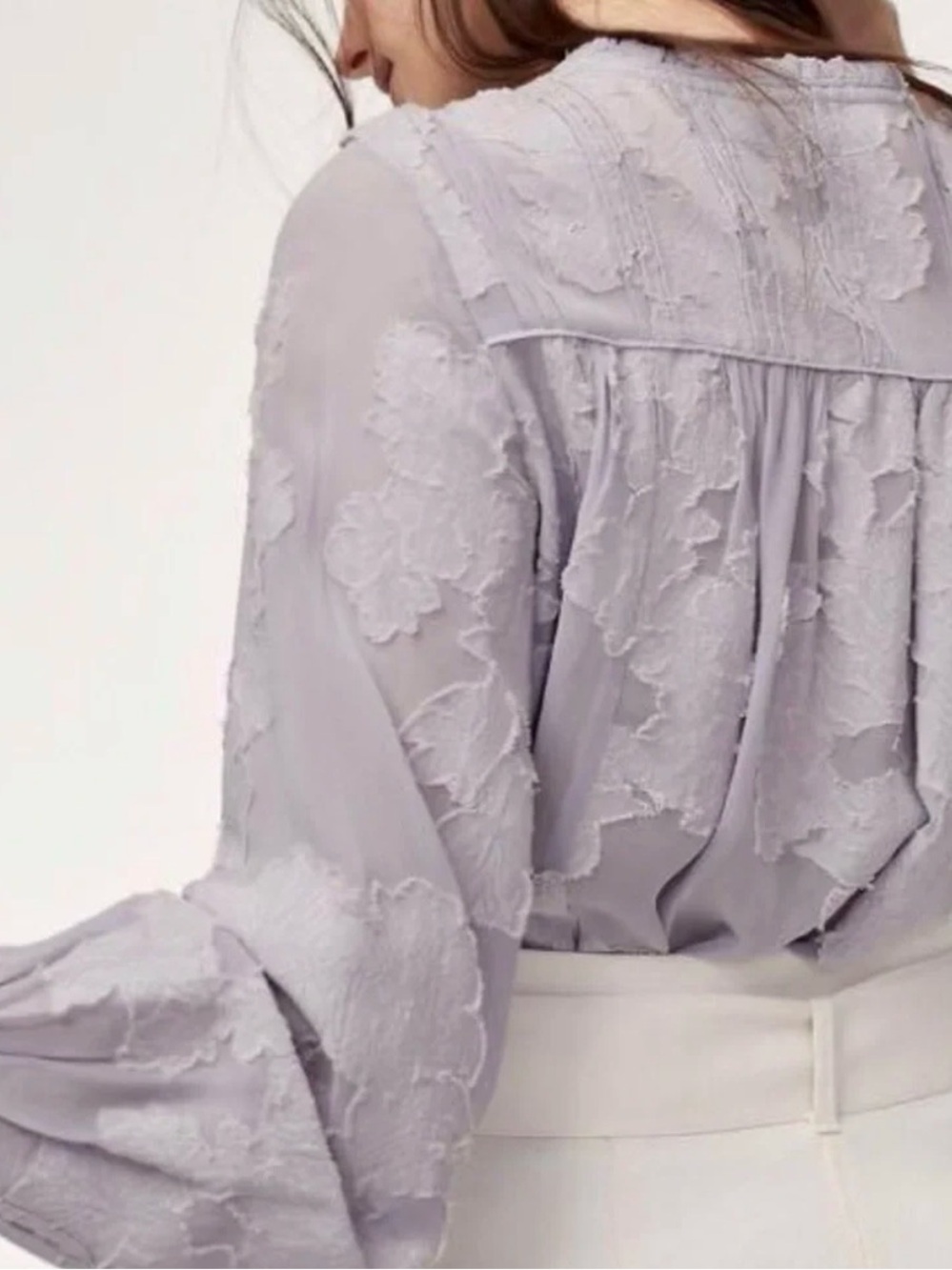 Wilfred Lavender Silk Textured Floral Blouse